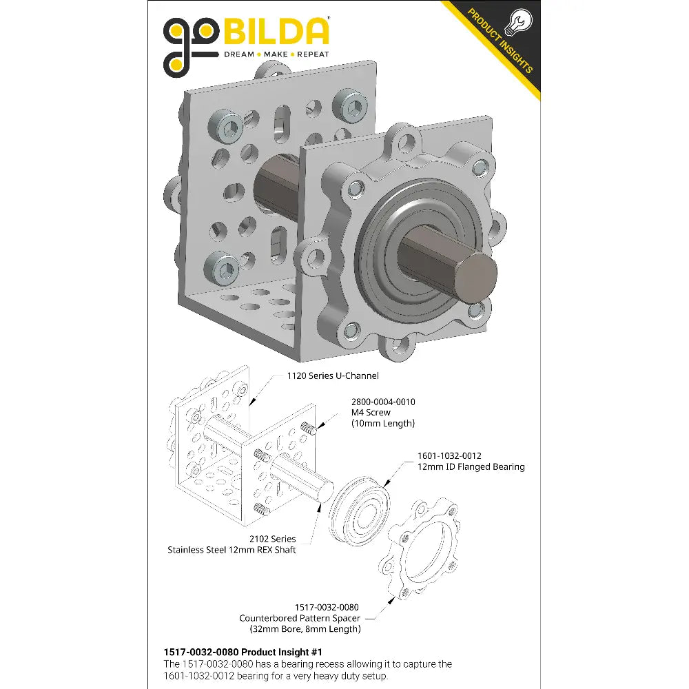 ServoCity 1517 Series Counterbored Pattern Spacer (32mm Bore, 8mm Length)