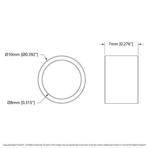 ServoCity 1522 Series 8mm ID Spacer (10mm OD, 7mm Length) - 4 Pack