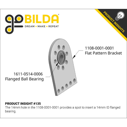 ServoCity 1611 Series Flanged Ball Bearing (8mm ID x 14mm OD, 5mm Thickness) - 2 Pack