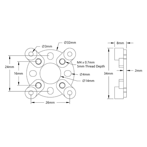 ServoCity 1700 Series Face Tapped Stepper Motor Mount (NEMA 14)