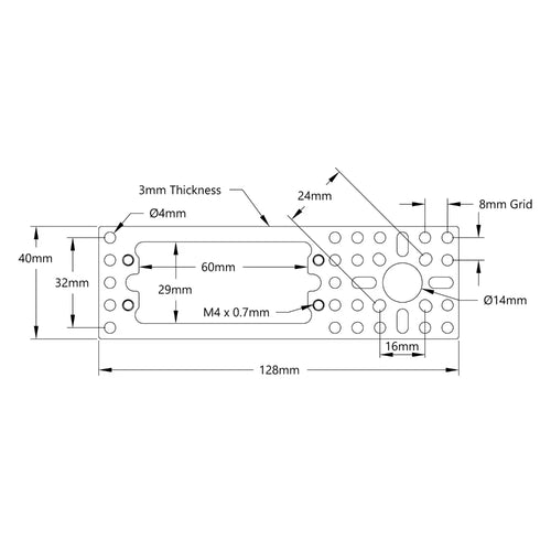 ServoCity 1800 Series Servo Pattern Plate (for Large Size Servos)