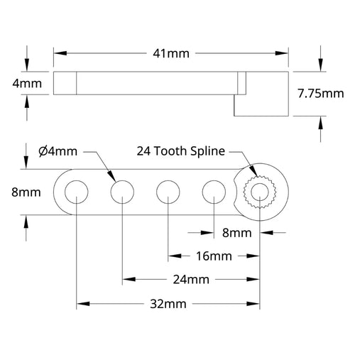 ServoCity 1900 Series Single Servo Arm (24 Tooth Spline, 32mm Length)