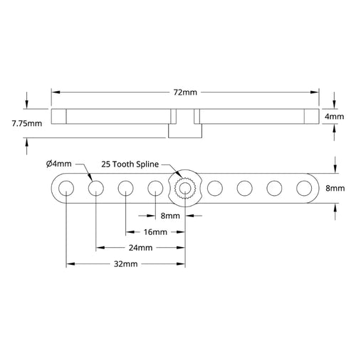 ServoCity 1902 Series Dual Servo Arm (25 Tooth Spline, 64mm Length)
