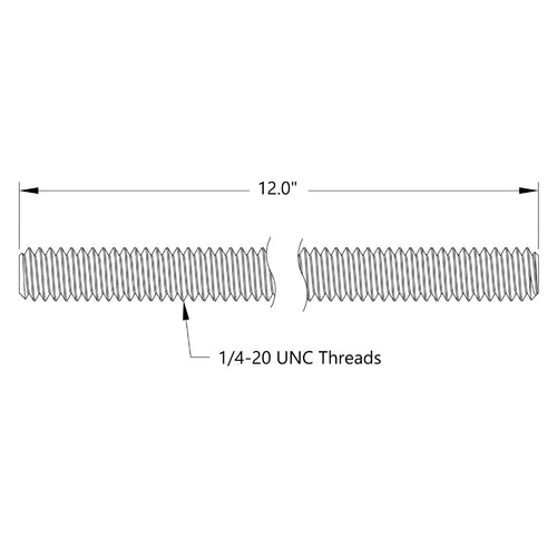 ServoCity 1/4"-20 UNC Stainless Steel Threaded Rod (12" Length)