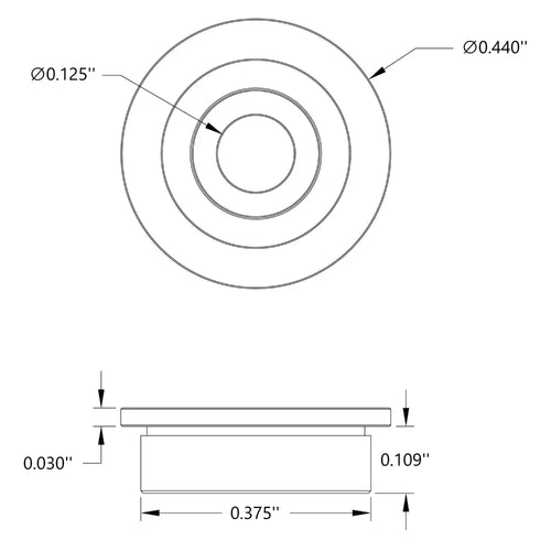 ServoCity 1/8" ID Flanged Ball Bearing (3/8" OD,  9/64" Thickness) - 2 Pack