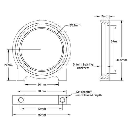 ServoCity 1-Side, 2-Post Pillow Block (32mm Bore)