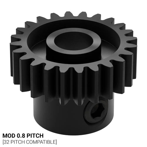 ServoCity 2303 Series Steel, MOD 0.8 Pinion Gear (1/4" Round Bore, 24 Tooth)