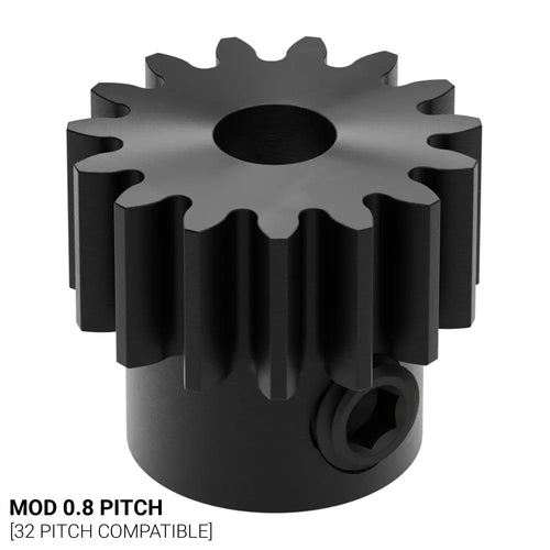 ServoCity 2303 Series Steel, MOD 0.8 Pinion Gear (4mm Round Bore, 15 Tooth)
