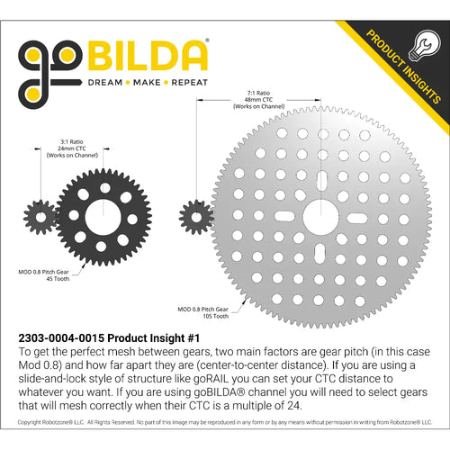 ServoCity 2303 Series Steel, MOD 0.8 Pinion Gear (4mm Round Bore, 15 Tooth)