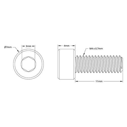 ServoCity 2800 Series Socket Head Screw (M4 x 0.7mm, 11mm Length) - 25pk