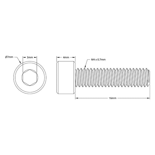 ServoCity 2800 Series Zinc-Plated Steel Socket Head Screw (M4 x 0.7mm, 16mm Length) - 25pk