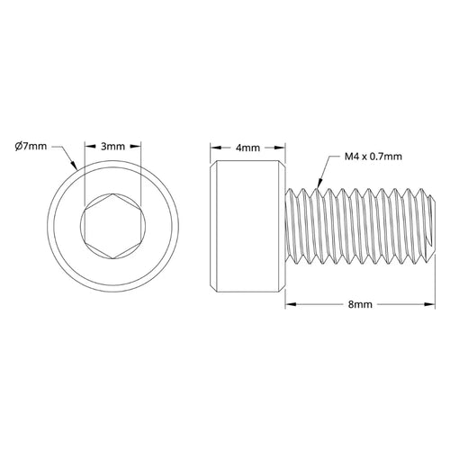 ServoCity 2800 Series Zinc-Plated Steel Socket Head Screw (M4 x 0.7mm, 7mm Length) - 25pk