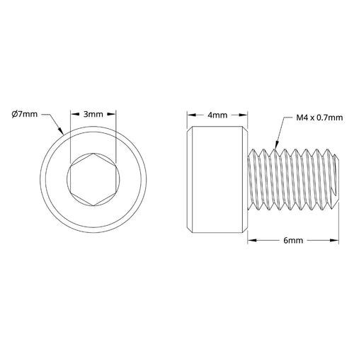 ServoCity 2800 Series Zinc-Plated Steel Socket Head Screw (M4 x 0.7mm, 6mm Length) - 25pk