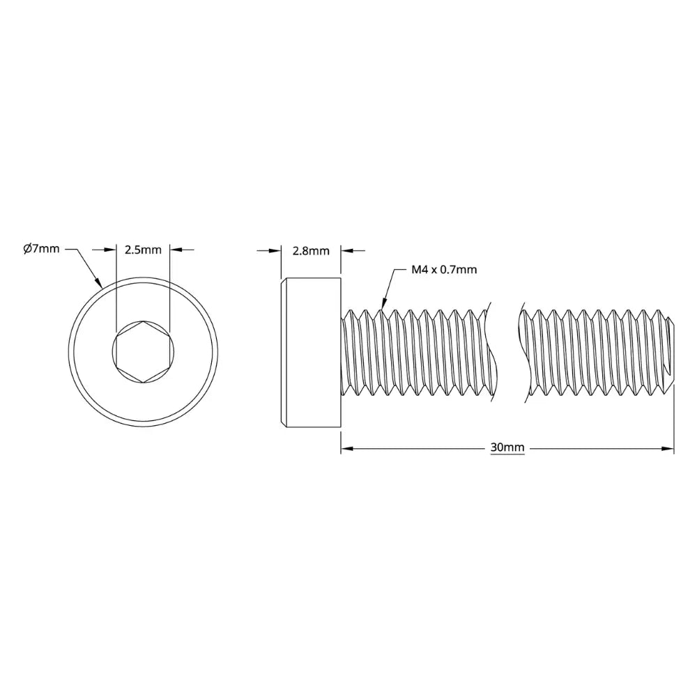 ServoCity 2804 Series Low Profile Socket Head Screw (M4 x 0.7mm, 30mm L) - 25pk