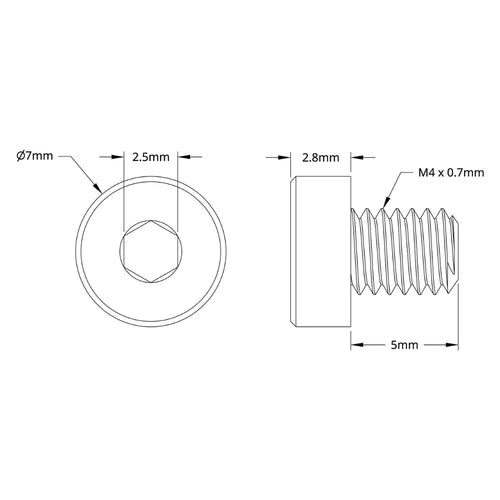 ServoCity 2804 Series Low Profile Socket Head Screw (M4 x 0.7mm, 5mm L) - 25pk