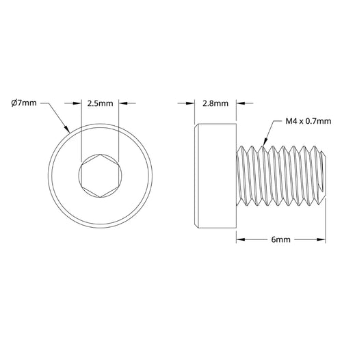 ServoCity 2804 Series Zinc-Plated Steel Low Profile Socket Head Screw (M4 x 0.7mm, 6mm Length) - 25 Pack