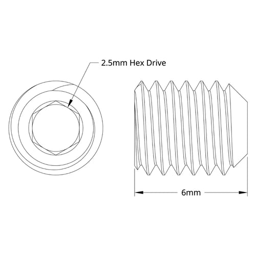 ServoCity 2806 Series Black Oxide Steel Cup-Point Set-Screw (M5 x 0.8mm, 6mm Length) - 25pk