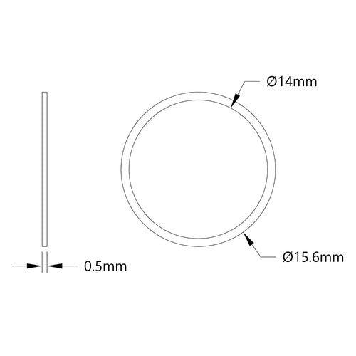 ServoCity 2807 Series Stainless Steel Shim (14mm ID x 15.6mm OD, 0.50mm Thickness) - 12pk