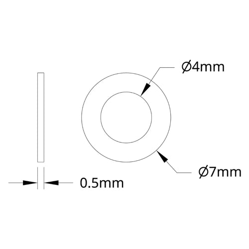 ServoCity 2807 Series Stainless Steel Shim (4mm ID x 7mm OD, 0.50mm Thickness) - 12 Pack