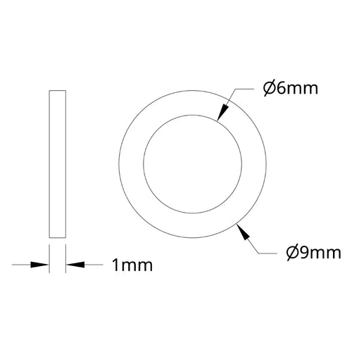 ServoCity 2807 Series Stainless Steel Shim (6mm ID x 9mm OD, 1mm Thickness) - 12 Pack