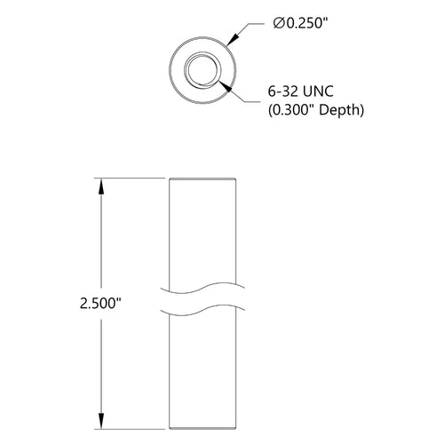 ServoCity 2.50" Length, 1/4" OD Round Aluminum Standoff (6-32 Thread)