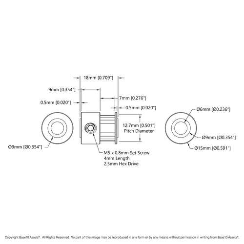 ServoCity 2mm Pitch GT2 Pinion Timing Pulley (6mm Bore, 20 Tooth)