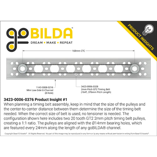 ServoCity 2mm Pitch GT2 Timing Belt (6mm Width, 376mm Pitch Length, 188 Tooth)