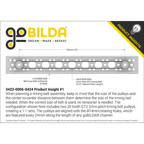 ServoCity 2mm Pitch GT2 Timing Belt (6mm Width, 424mm Pitch Length, 212 Tooth)