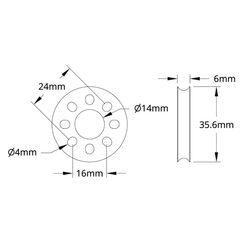 ServoCity 3400 Series Hub Mount Round Belt Pulley (14mm Bore, 32mm PD)