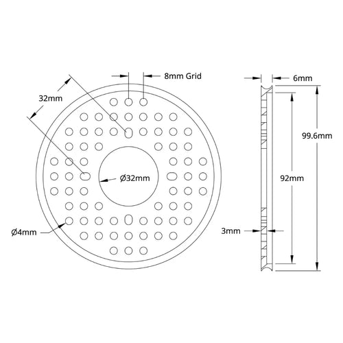ServoCity 3400 Series Hub Mount Round Belt Pulley (32mm Bore, 96mm PD)