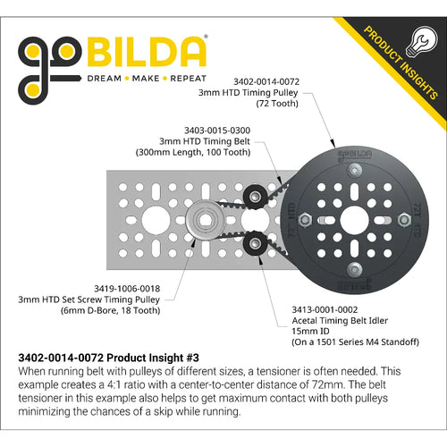 ServoCity 3402 Series 3mm HTD Pitch Plastic Hub Mount Timing Belt Pulley (14mm Bore, 72 Tooth)