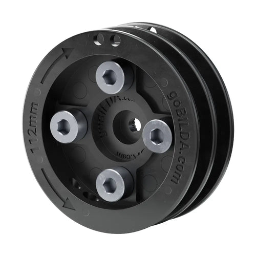 ServoCity 3410 Series Servo-Mount W" Pulley (25T Spline, Dual Spool, 112mm Circumference)