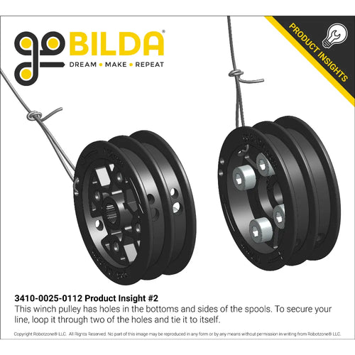 ServoCity 3410 Series Servo-Mount W" Pulley (25T Spline, Dual Spool, 112mm Circumference)