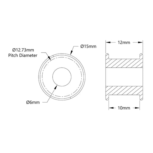 ServoCity 3418 Series 5mm HTD Pitch Timing Belt Idler Pulley (6mm Bore, 8 Tooth) - 2 Pack