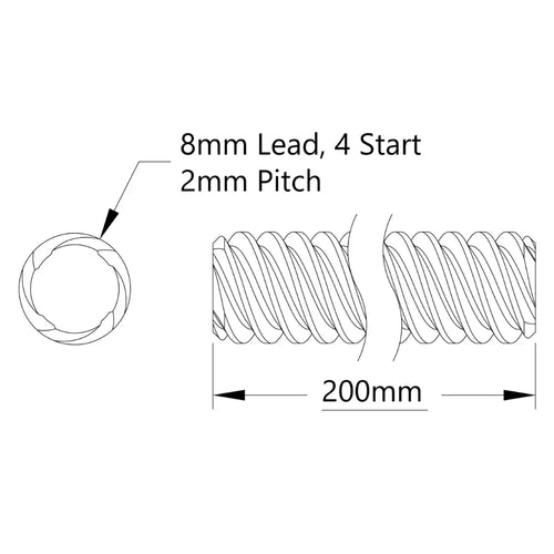 ServoCity 3501 Series Lead Screw (8mm Lead, 4 Start, 200mm Length)