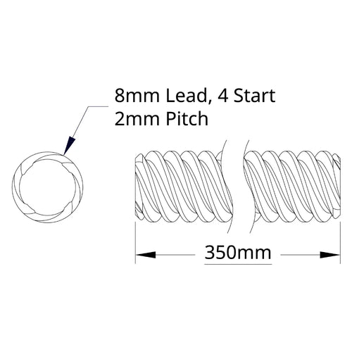 ServoCity 3501 Series Lead Screw (8mm Lead, 4 Start, 350mm Length)