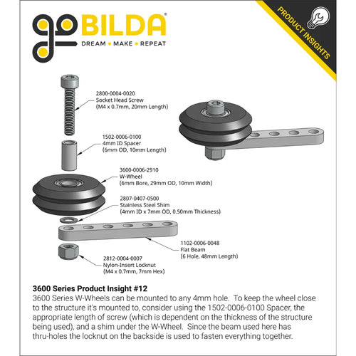 ServoCity 3600 Series W-Wheel (6mm Bore, 29mm OD, 10mm Width) - 2 Pack
