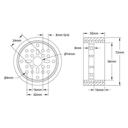 ServoCity 3601 Series Rhino Wheel (14mm Bore, 72mm Diameter)