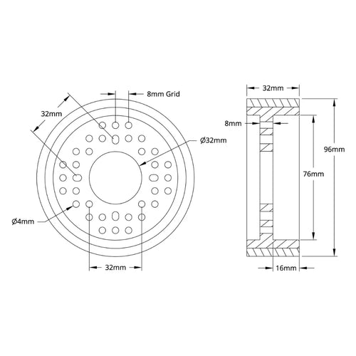 ServoCity 3601 Series Rhino Wheel (32mm Bore, 96mm Diameter)