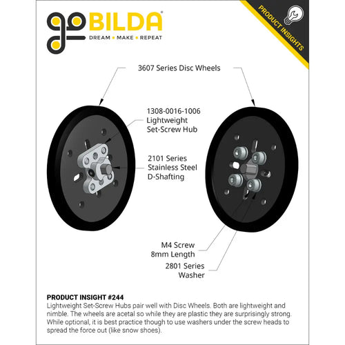 ServoCity 3607 Series Disc Wheel (14mm Bore, 120mm Diameter, Black) - 2 Pack