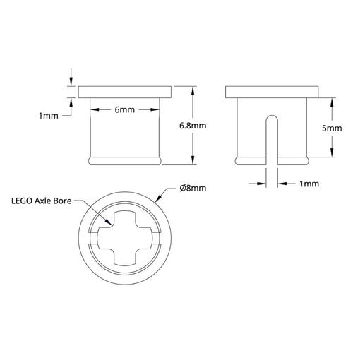 ServoCity 3900 Series Bearing Adaptor for LEGO Axle (6mm OD, 5mm Length) - 12 Pack
