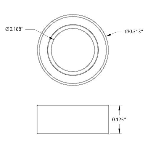 ServoCity 3/16" ID Non-Flanged Ball Bearing (5/16" OD, 1/8" Thickness) - 2 Pack