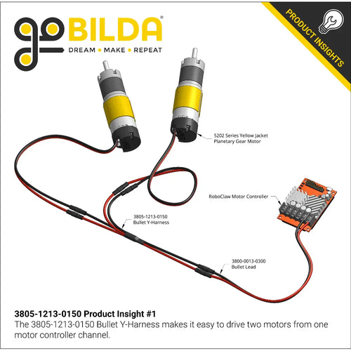 ServoCity 3.5mm Bullet Y-Harness (Single FH-MC to Dual MH-FC, 150mm Length)