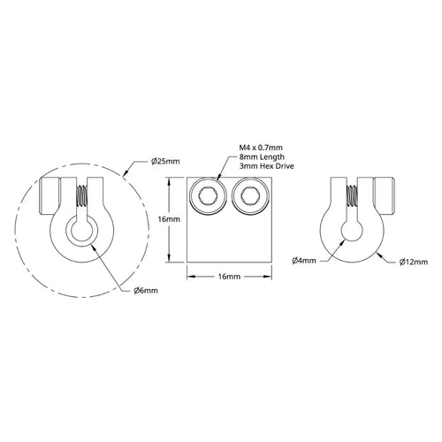 ServoCity 4000 Series Clamping Shaft Coupler (4mm Round Bore to 6mm Round Bore)