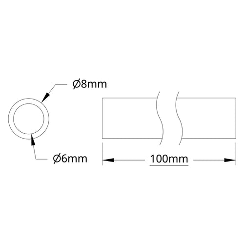 ServoCity 4100 Series Aluminum Tube (6mm ID x 8mm OD, 100mm Length)