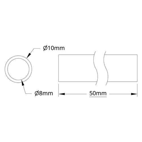 ServoCity 4100 Series Aluminum Tube (8mm ID x 10mm OD, 50mm Length)