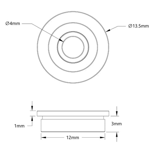 ServoCity 4mm ID Flanged Ball Bearing (12mm OD, 3.5mm Thickness) - 2 Pack