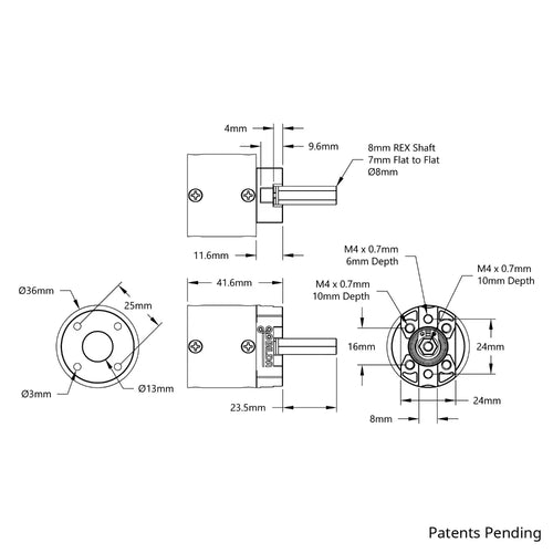ServoCity 5103 Series Planetary Gearbox (19.2:1 Ratio, 24mm Length 8mm REX Shaft)