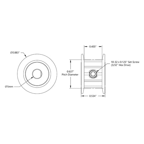 ServoCity 5mm 10 Tooth Pinion Pulley