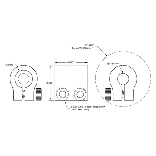 ServoCity 5mm to 8mm Clamping Shaft Coupler